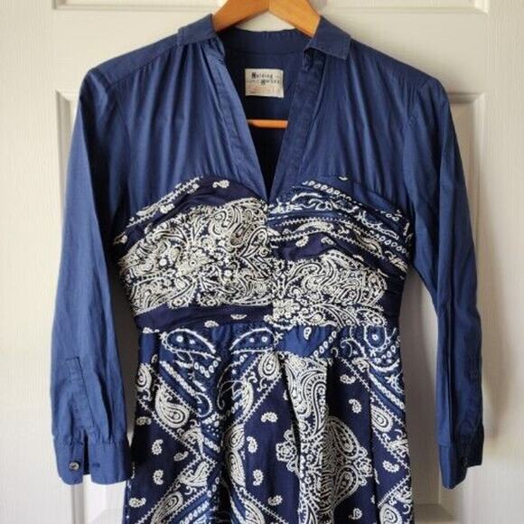 Holding Horses Anthroplogie blue bandana dress size 2 - Picture 3 of 4